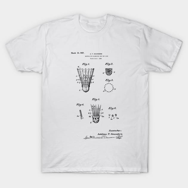 Badminton patent drawing T-Shirt by skstring